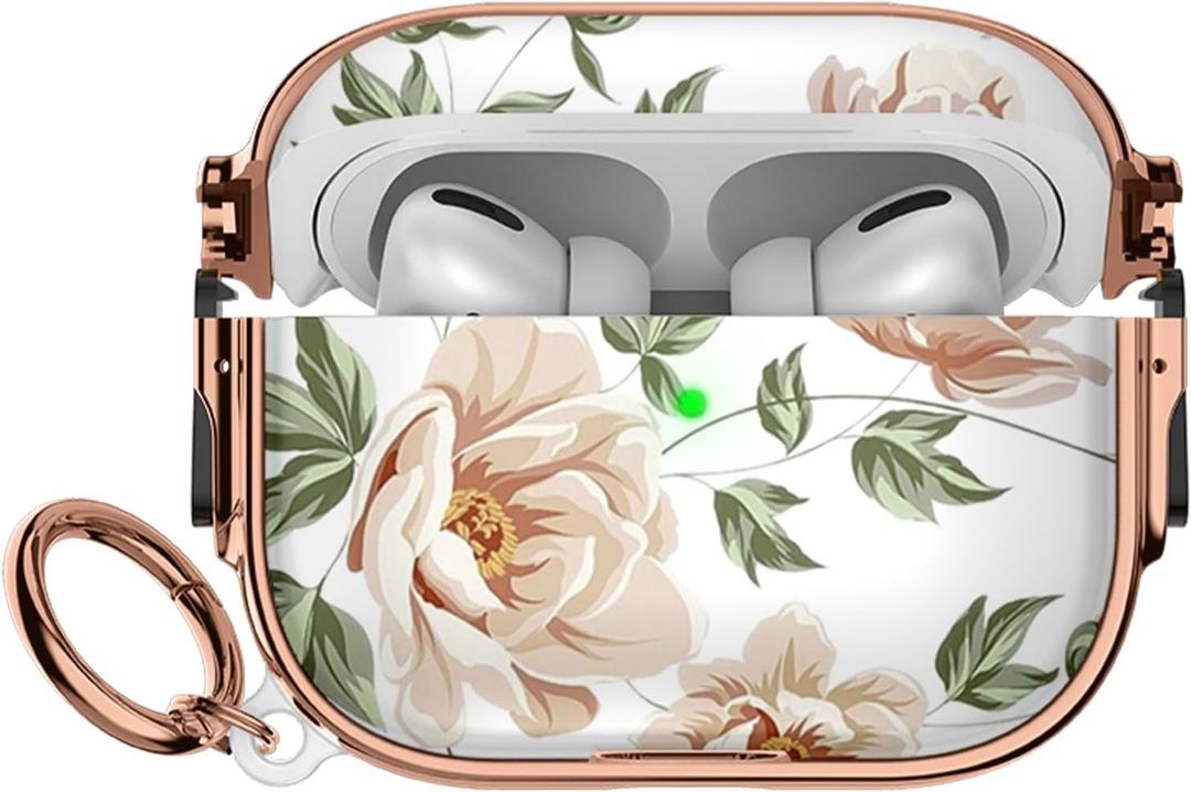 Maxjoy for Appel Airpods Pro 3 case(2025) with Safety Lock,Compatible Airpods Pro 3rd Generation case Cover,for Cute AirPods Pro Case for Women Girly with Keychain-Flesh Rose