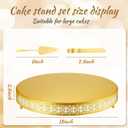 Wenqik Gold Cake Stand 18 Inch Metal Round Cupcake Dessert Stand with Cake Cutting, Spatula Xmas Cupcake Pastry Display Candy Holder Display for Wedding Birthday Party