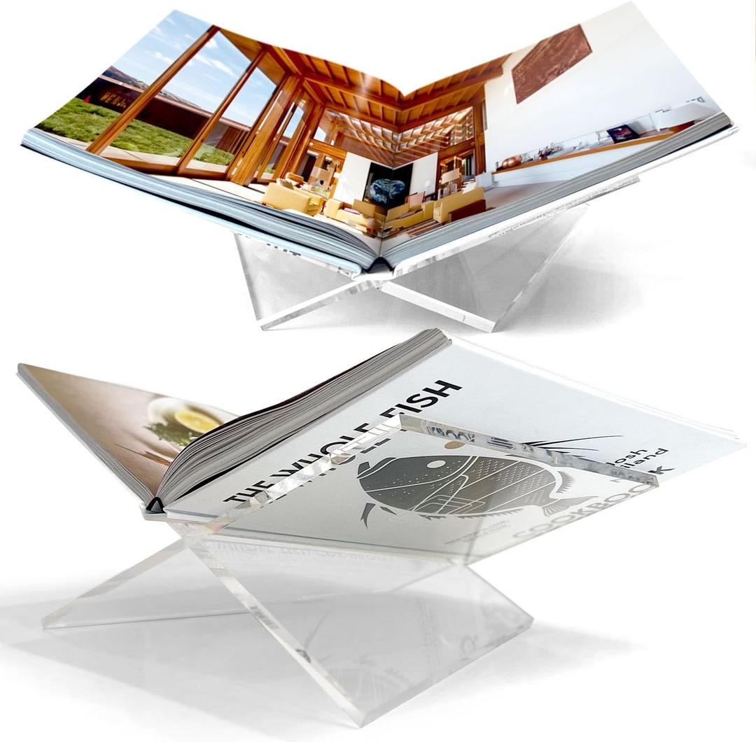 HOMSFOU Acrylic Book Holder for Kitchen Cooking Book Stand Recipe Reading Rack Stable Base Kitchen Stand Desktop