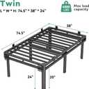 Superay 24 inch HIgh Twin Bed Frame with Rounded Legs, Double Layer Design
