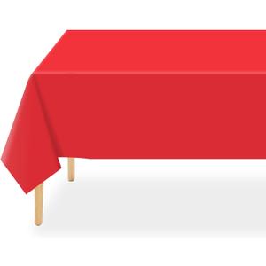 QIKSION Red Plastic Table Cloth Disposable 2 Pack, 54 x 108 Inch Tablecloths for Valentines, Mothers Day, Birthday Party, Christmas Decorations, Rectangle Table Cover