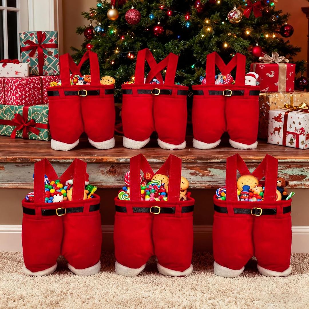 XYHTYBD 10 Pcs Small Christmas Gift Bags, Santa Pants Gift Bag For Wedding Holiday New Year Holiday Gift, Christmas Treat Bags For Kids Decorations