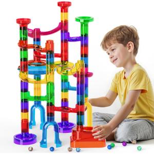 Marble Run, 109Pcs Marble Maze Game Building Toys for Kid, Upgrade Mable Track Race Construction STEM Learning Toy, Birthday for Boys Girls Aged 3-12