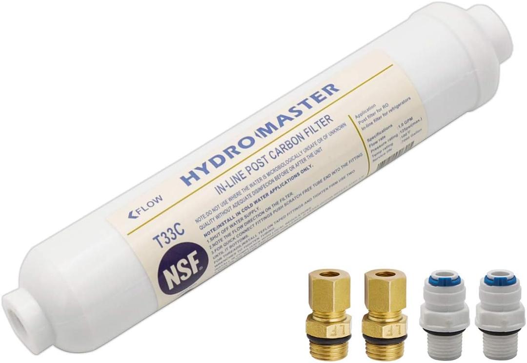 HYDRO MASTER IN-LINE POST CARBON FILTER With 1/4-Inch NPT Connection, 10 Inch x 2 Inch. (5 Piece Set)