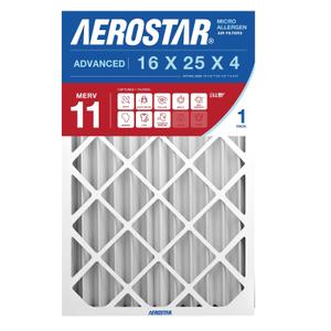 Aerostar 16x25x4 MERV 11 Pleated Replacement Air Filter for Honeywell FC100A1029, 1 Pack (Actual Size: 15 7/8" x 24 3/4" x 4 3/8")