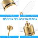 52" Ceiling Fans with Lights and Remote, Quiet DC Motor, 3 Reversible Blades, Modern Gold Ceiling Fan with 3-Color LED Light Fandelier for Bedroom Living Room