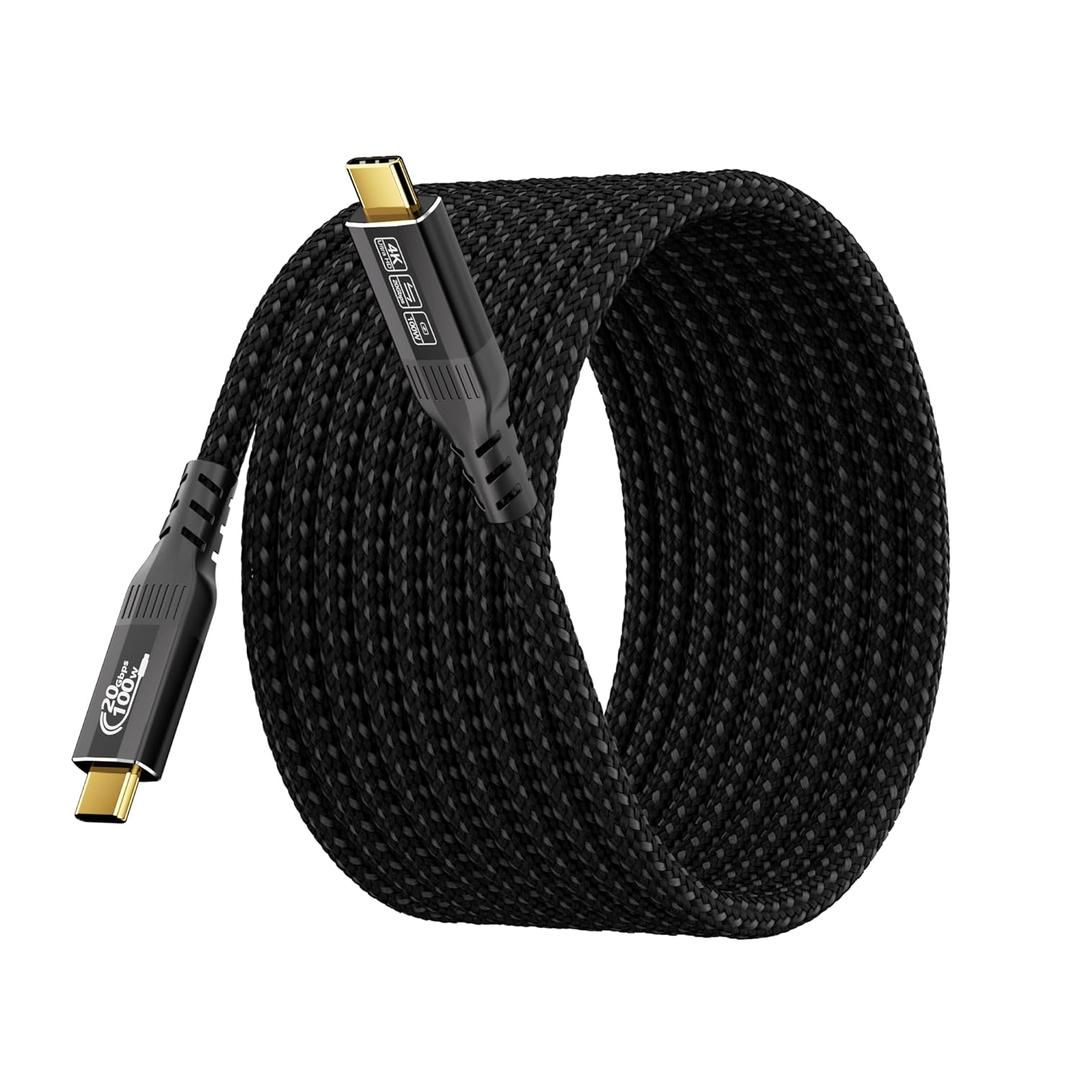 20FT Long USB C to USB C Cable Compatible with Thunderbolt 4/3, USB 3.2 Gen 2 20Gbps High Speed Data Transfer, 100w Fast Charging & 4K@120Hz USB C Video Cable for Monitor, Hub,dispaly Cord