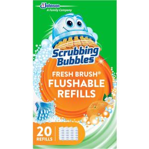 Scrubbing Bubbles Flushable Toilet Bowl Wand Cleaner Refills, Fresh Brush Cleaner Toilet Refill Pads, Removes Limescale & Odors, Citrus Scent, 20 Count (Pack of 1)