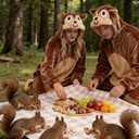 vavalad Adult Onesie Pajamas Halloween Costume Cosplay Women Men (Brown)