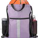 BeeGreen Lilac Drawstring Backpack Bag Gym Sports Backpack with Shoe Compartment and Two Water Bottle Holder for Women Men Large String Athletic Sackpack Workbag