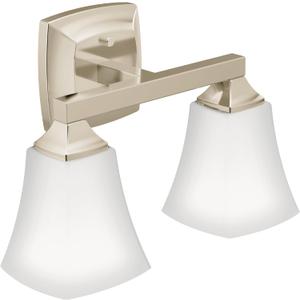 Moen YB5162NL Voss 2-Light Dual-Mount Bath Bathroom Vanity Fixture with Frosted Glass, Polished Nickel