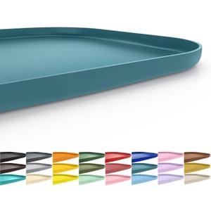 SMILOOL Silicone Pet Feeding Mat with Raised Edge for Food and Water, Dog Bowl Mats, Cat Bowls Placemat with High Lip for Floor Waterproof, Rubber Tray for Cats and Dogs 19 x 12 x0.7 Slate Blue