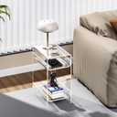 Clear Acrylic Side Table, Narrow Nightstand Bedside Table for Bedroom, Skinny Small End Table (Clear Wide, 11.8'' x 15.7'' x 21.7")