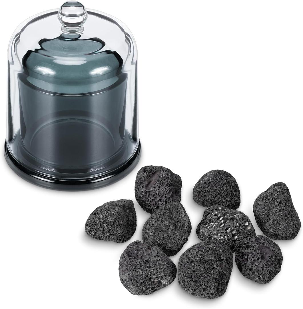 Navaris Lava Stone Volcano Diffuser Glass Waterless Diffuser for Essential Oils - No Electricity Portable Aromatherapy - for a Calming Fragrant Living Space