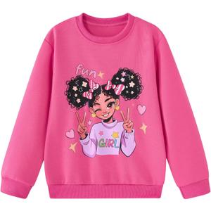 Vieille Girls Sweatshirts Cute Graphic Crew Neck Pullover Tops Long Sleeve Fall Clothes for Girls 5-12 Years