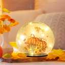 NEEDOMO Fall Table Decor, Sparkling Crackle Glass Ball with LED Lights Timer for Thanksgiving Decor, Autumn Centerpieces Thanksgiving Decorations for Home Tabletop Mantel Indoor