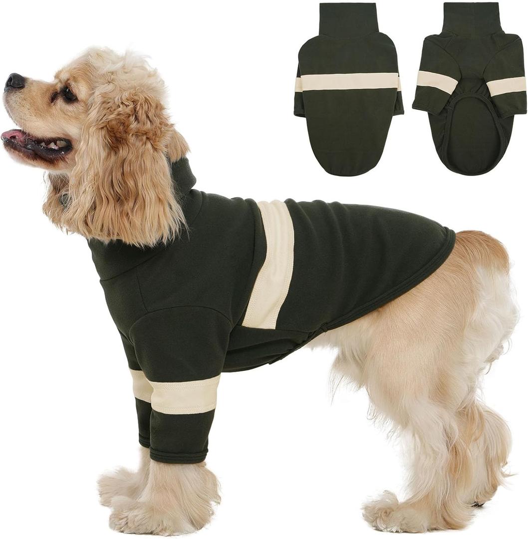 Medium Dog Sweater for Small Medium Dogs, Winter Fall Turtleneck Pullover Easy On/Off Pet Coat, Ultra Soft Warm Fleece Sweatshirt for Dog, French Bulldog, Beagle, Green M