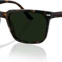 Contemporary Mens Acetate Sunglasses Sculptural Rounded-Square Frame with WireCore Temples & Polarized