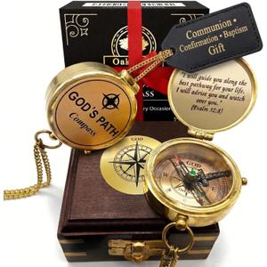 God's Path Compass Communion & Confirmation Gift for Teenage Boys | Baptism Religious Gifts for Men, Christian, Catholic, Graduation | Sentimental & Inspirational Present Greeting Card Included