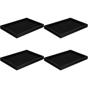 Stackable Jewelry Trays - 4Pcs Black Velvet Jewelry Tray Showcase Display Plate for Necklace Bracelet Ring Organizer