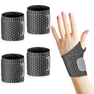 Geiserailie 4 Pcs Ultra Thin Wrist Brace Support Compression Elastic Wrist Wraps Adjustable Breathable Band for Carpal Tunnel Pain Relief Arthritis Tendonitis Right Left Hands Men Women (Black)