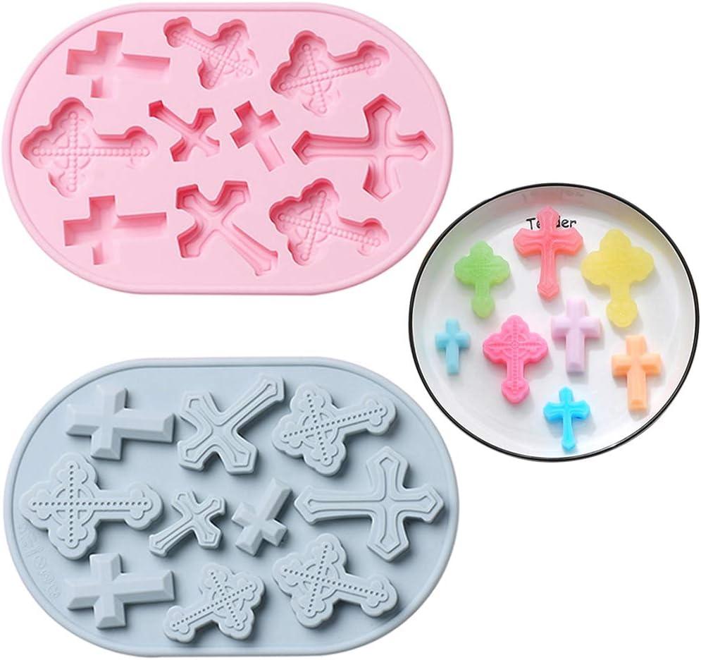 Cross Shaped Silicone Moulds2 PCS Candy Gummy Chocolate Fondant MouldDIY Tool Mold for Cake Decorating, Resin Necklace, Ice Cube