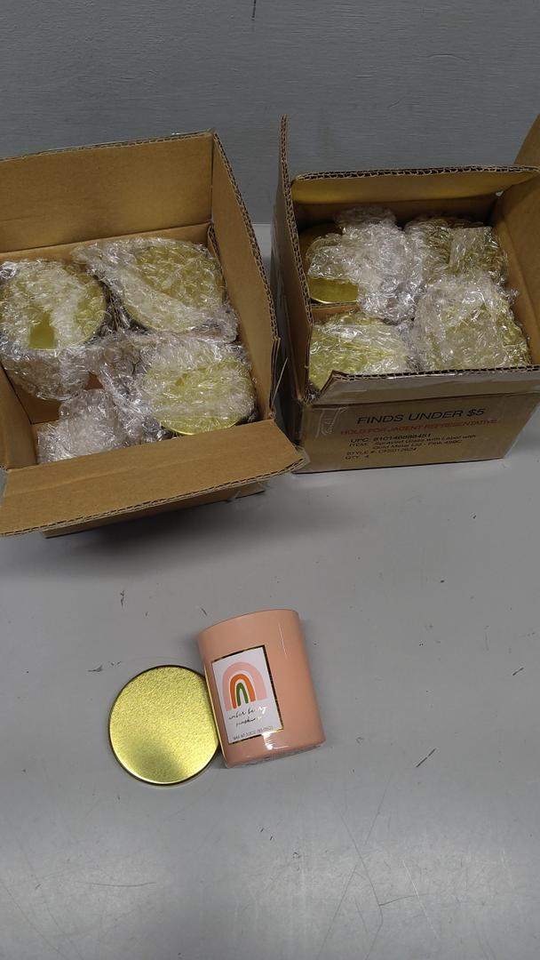 Sprayed Glass With Label With Gold Metal Lid 3.0 Oz Pack Of 8 Amber