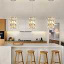 1-Light Modern Crystal Pendant Lights for Kitchen Island LED Dimmable Glam Pendant Lighting Chandelier for Dining Room Hallway Corner Lamp Nickel