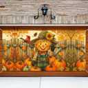 Thanksgiving Scarecrow Garage Door Banner 13x6ft Pumpkin Harvest Decor Family Gathering Outdoor Indoor Photo Background Fall Leaves Cardinal Party Decorations Mural Decorations