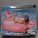 Inflatable Pink Bear Pool Floats Adult with Lights，Light up Floating Pool Pink Bear Floats for Swimming Pool with Cup Holder，Beach Lake Floating Lounger Raft Party Decorations Water Fun for Adults