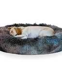 Jungolica Pet Products, Ultra Soft Calming Donut Shaped Cozy Warming cat & Dog Bed. Removable Cover, Machine Washable, Anti-Slip, Fluffy Fur Plush Fabric, Anti-axiety. 41