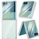 VEGO for Samsung Galaxy Z Flip 7 Case with Screen Protector, TPU Crystal Anti-Yellow & Ultra Slim Wireless Charging Spray Paint Bumper Protective Phone Cover for Flip 7(Not for 7FE) -Full Clear