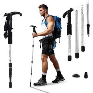 Walking Stick for Hiking, Adjustable Hiking Poles Lightweight for Men, Women and Kids, Walking Canes for Seniors Balance, Aluminum Trekking Poles Use for Travel, Skiing, Hiking, Mountaineering (Silver)