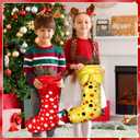 3 Pcs 19 Inch Cartoon Mouse Christmas Stocking Xmas Red Black Yellow Plush Hanging Stocking Fireplace Decor Polka Dot Candy Gift Bag for Holiday Christmas Tree Ornament Decoration