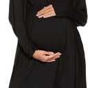 SWOMOG Women Maternity Nursing Gown and Robe Set 3 in 1 Labor Delivery Nursing Nightgown for Breastfeeding Hospital Bathrobe (XX-Large, Black)