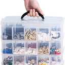 Sooyee 3-Layer Things & Crafts Storage Box with 30 Adjustable Compartments for Organizing Washi Tape, Embroidery Accessories, Threads Bobbins, Kids Toy, Nail Polish, Jewelry - Large