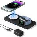 Wireless Charging Stand, GEEKERA 3 in 1 Wireless Charger Dock Station for iPhone 14 Pro Max/14 Pro/14 Plus/13/12/11/X/8 Series, Apple Watch Ultra/SE/8/7/6/5/4/3/2, AirPods Pro/3, Samsung Qi Phones