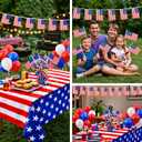 4th of July Decorations Set, Patriotic Party Supplies with American Flag Tablecloth, USA Flag Banner, Handheld Flags and Red White Blue Balloons, Independence Day Memorial Day Veterans Day Party Decor