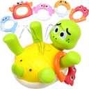 CORPER TOYS 2 in 1 Toss & Water Spraying Rechargeable Turtle Bath Toy for Toddlers, with 5 Colorful Animal Rings Floating Turtle Baby Bathtub Toy for Pool Water Table Play for Kids Gift