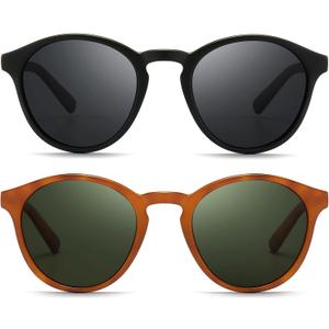 SUNGAIT Classic Vintage Round Polarized Sunglasses for Women Men Retro Style UV400
