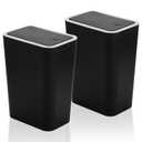 Fasmov Trash Can, 2 Pack 7.5 Liter / 2 Gallon Plastic Garbage Container Bin with Press Top Lid, Garbage Can Waste Basket for Kitchen, Bathroom, Living Room, Office, Narrow Place, Black