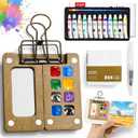 2 x Mini Watercolor Paint set, Portable Watercolor Paint Travel Set, 12 Color Pocket Artist Watercolor Travel Kit with Picture Book, 8 Grids Portable Wooden Paint Palette for Painters, Artists, and Students