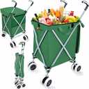 Wellmax Folding Shopping Cart with Canvas Bag & Cover, Holds 120 lb, Green