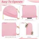 7.2FT Metal Arch Backdrop Stand and Cover Set, Gold Wedding Backdrop Arch Stand with Cover, Balloon Arch Stand with White Arch Cover for Birthday Party, Baby Shower, Anniversary Event (Pink, 7.2FT)