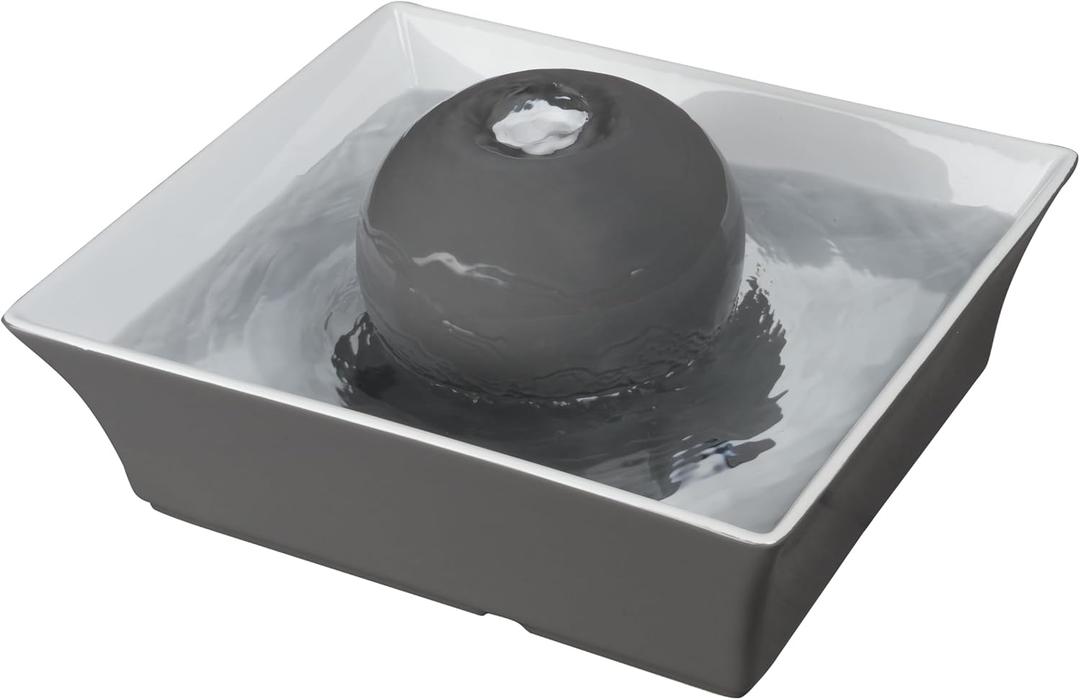 PetSafe Drinkwell Ceramic Pet Water Fountain - Quiet Automatic 70oz Dispenser for Cats & Dogs with Filters - Dishwasher Safe Square Design