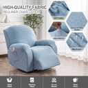Gennia Waterproof Recliner Chair Cover,Stretch Reclining Sofa Covers with Pockets,Washable Lazy Boy Recliner Slipcovers,Leakproof Couch Protector for Kids, Pets, Dog and Cat (XL-Recliner,Light Blue)