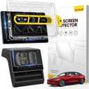 Lamicall 15.4'' Tesla Model Y Juniper 2025 & Model 3 (20242026) Screen Protector  [Anti Scratch & Fingerprint] 2 Pack Front & Backseat, Glossy Tempered Glass Screen Protector for Tesla Model Y Juniper / Model 3