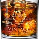 1955 70th Birthday Gifts for Men/Dad/Son, Vintage Unfading 24K Gold Hand Crafted Old Fashioned Whiskey Glasses, Perfect for Gift and Home Use - 10 oz Bourbon Scotch, Party Decorations