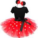 Nileafes Girls Princess Mini Mouse Costume Toddler Birthday Party Fancy Dress Up (2-3 Years, Red)