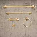 SENTO ROBIKI Gold Bathroom Accessories Set, Bath Hardware, Includes Robe Hook, Toilet Paper Holder, Towel Ring, 18 & 24 Towel Bar, Duty Metal Bath Hardware Set Wall Mounted (5-Piece, Satin Brass)
